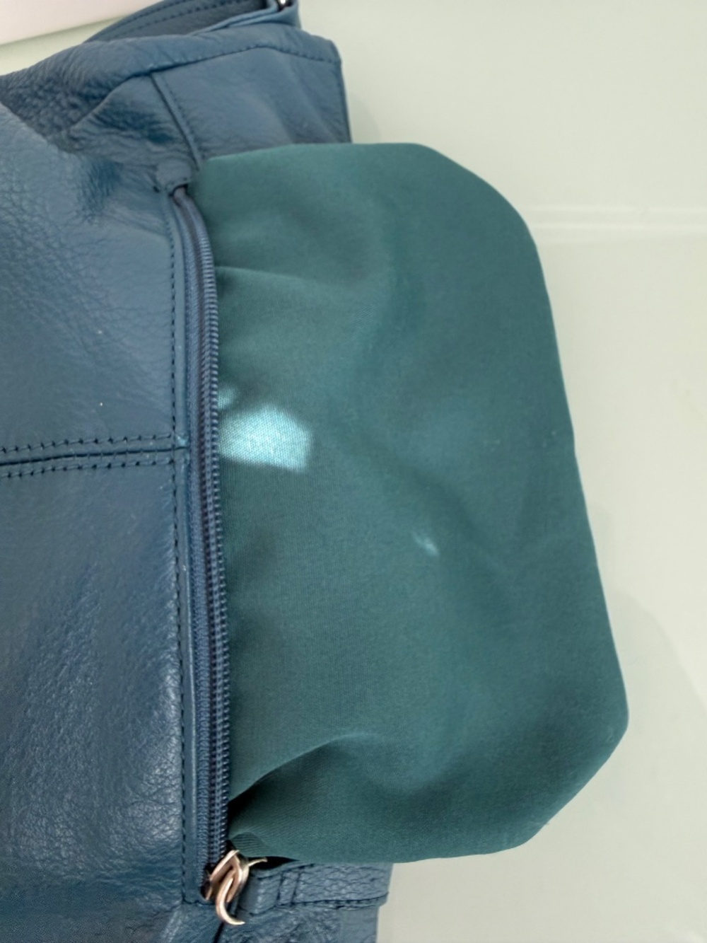 Stone & Co Turquoise Blue Leather Shoulder Bag EUC Classic Everyday Tote - Picture 11 of 16